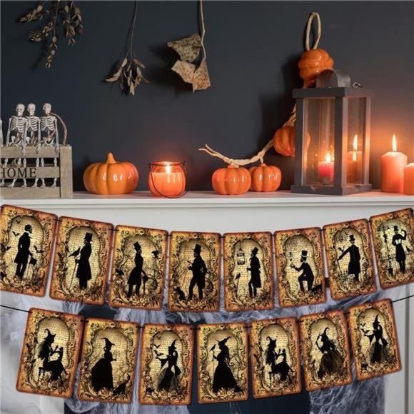 Halloween Decorations Vintage Halloween Banner Gothic Skull Halloween Garland - Picture 3 of 6